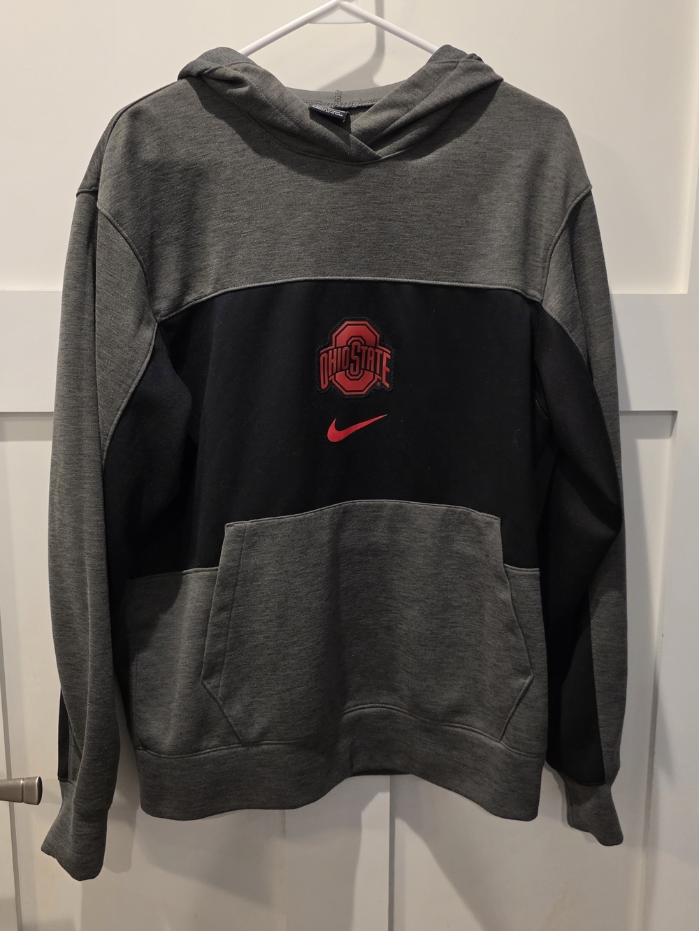 Nike Ohio State University Buckeyes Hoodie Mens Medium Gray/Black Dri-Fit OSU